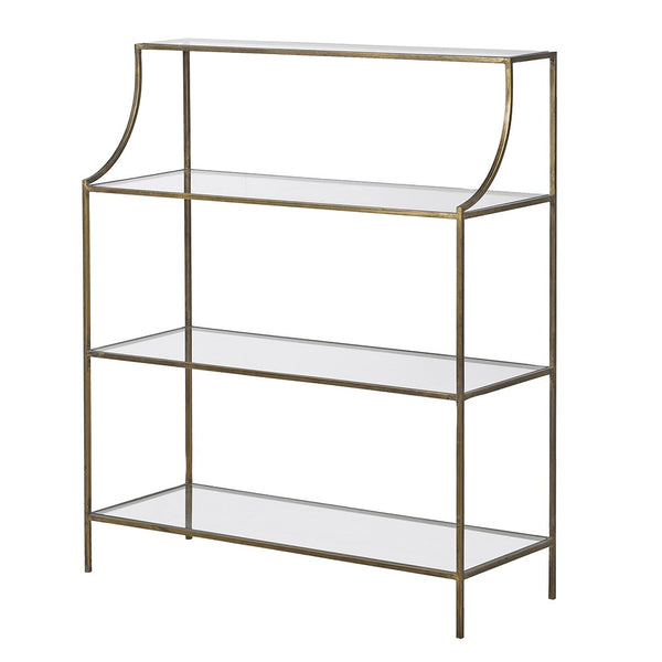 3 Tier Gold & Glass Shelving Unit