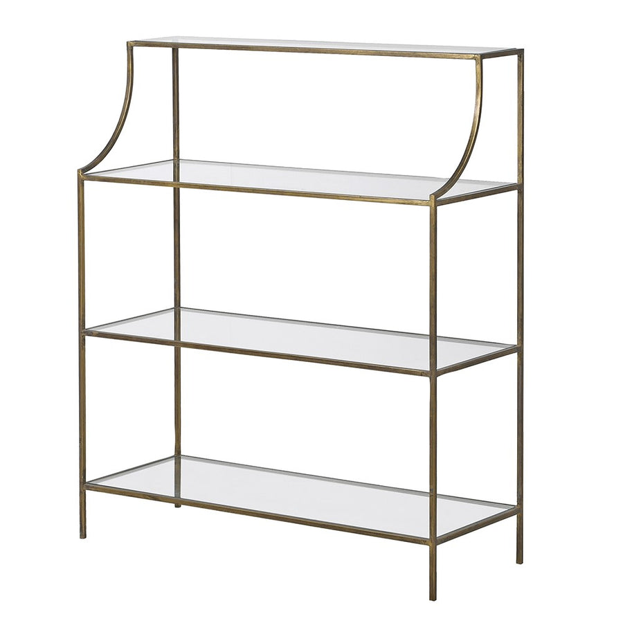 3 Tier Gold & Glass Shelving Unit
