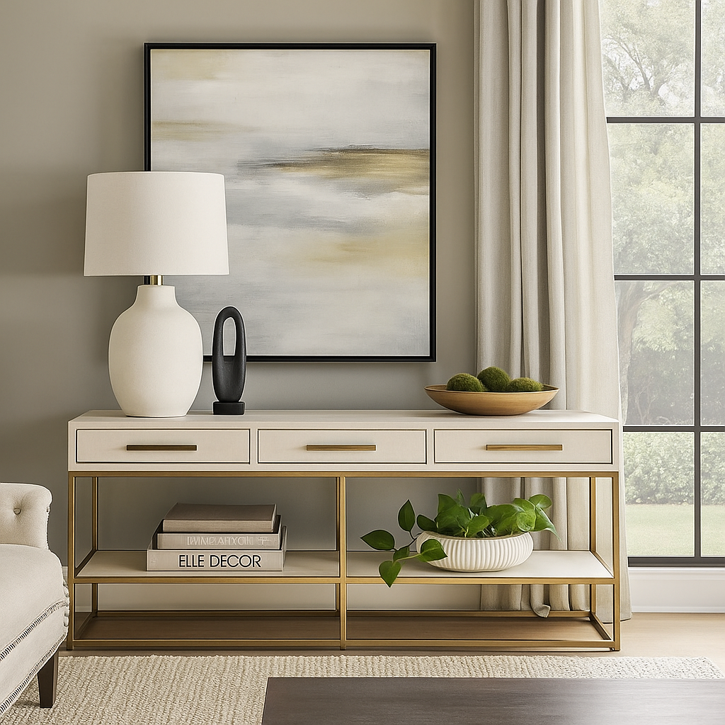 Belmont Bliss Square 3 Drawer Console with Shelf