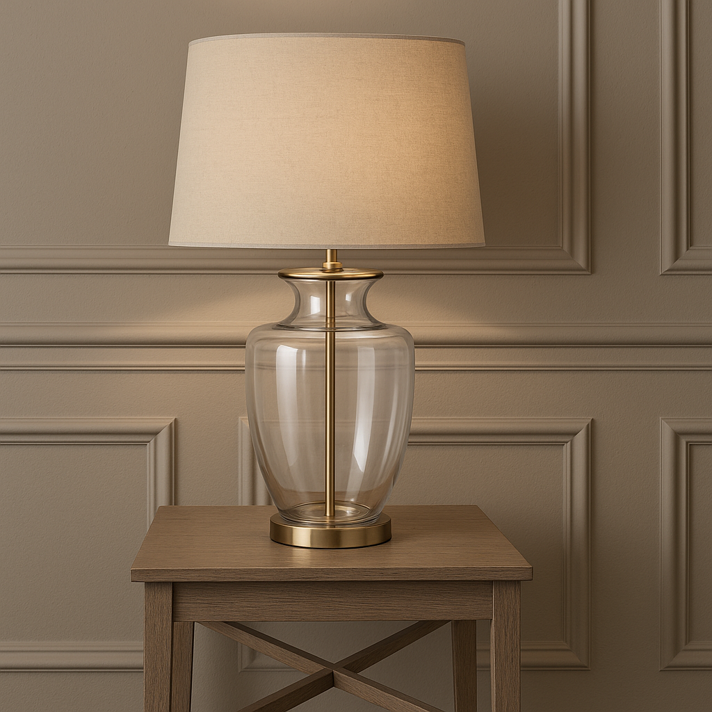 Shaped Smoked Glass Table Lamp