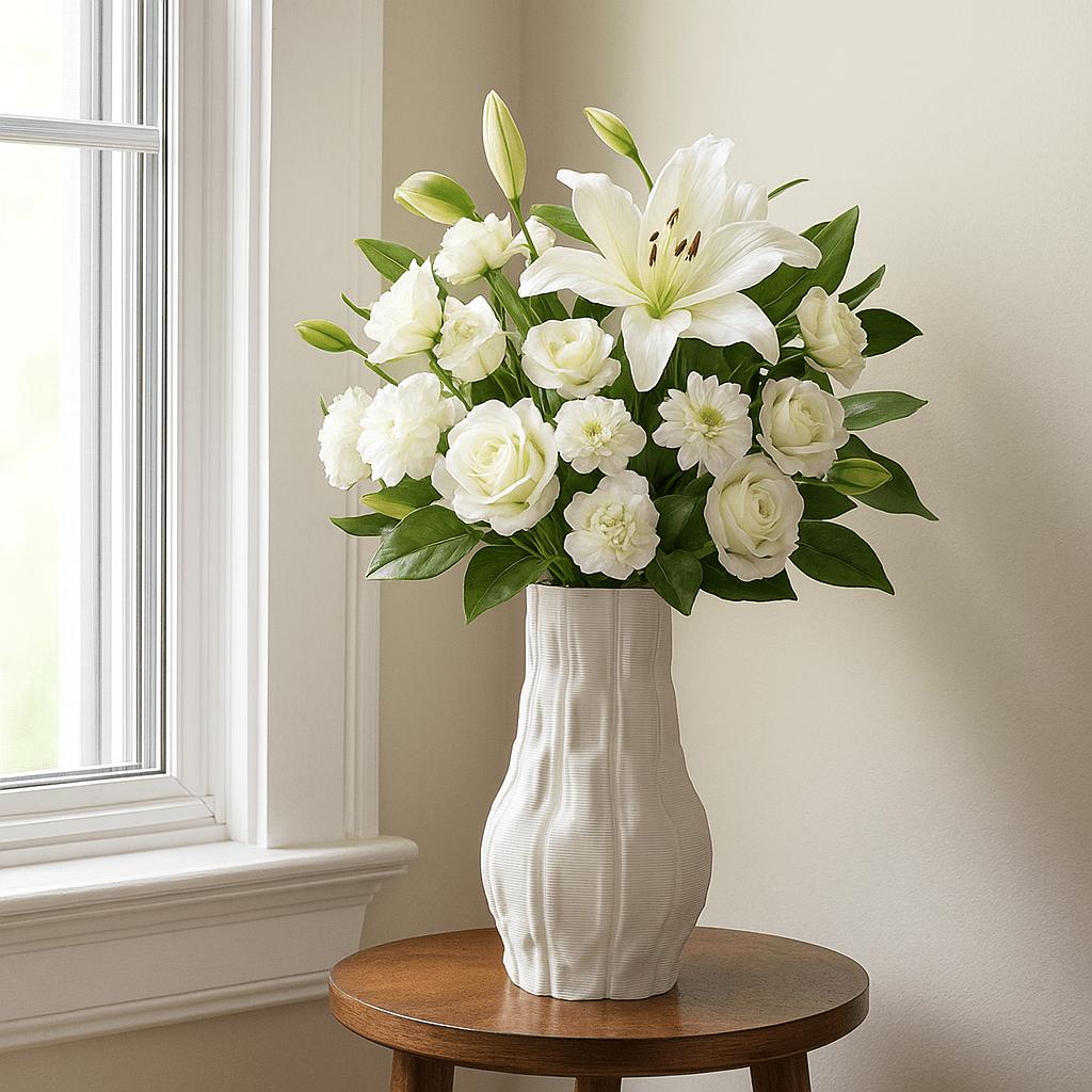 3D Printed White Rough Vase - LUXONAS
