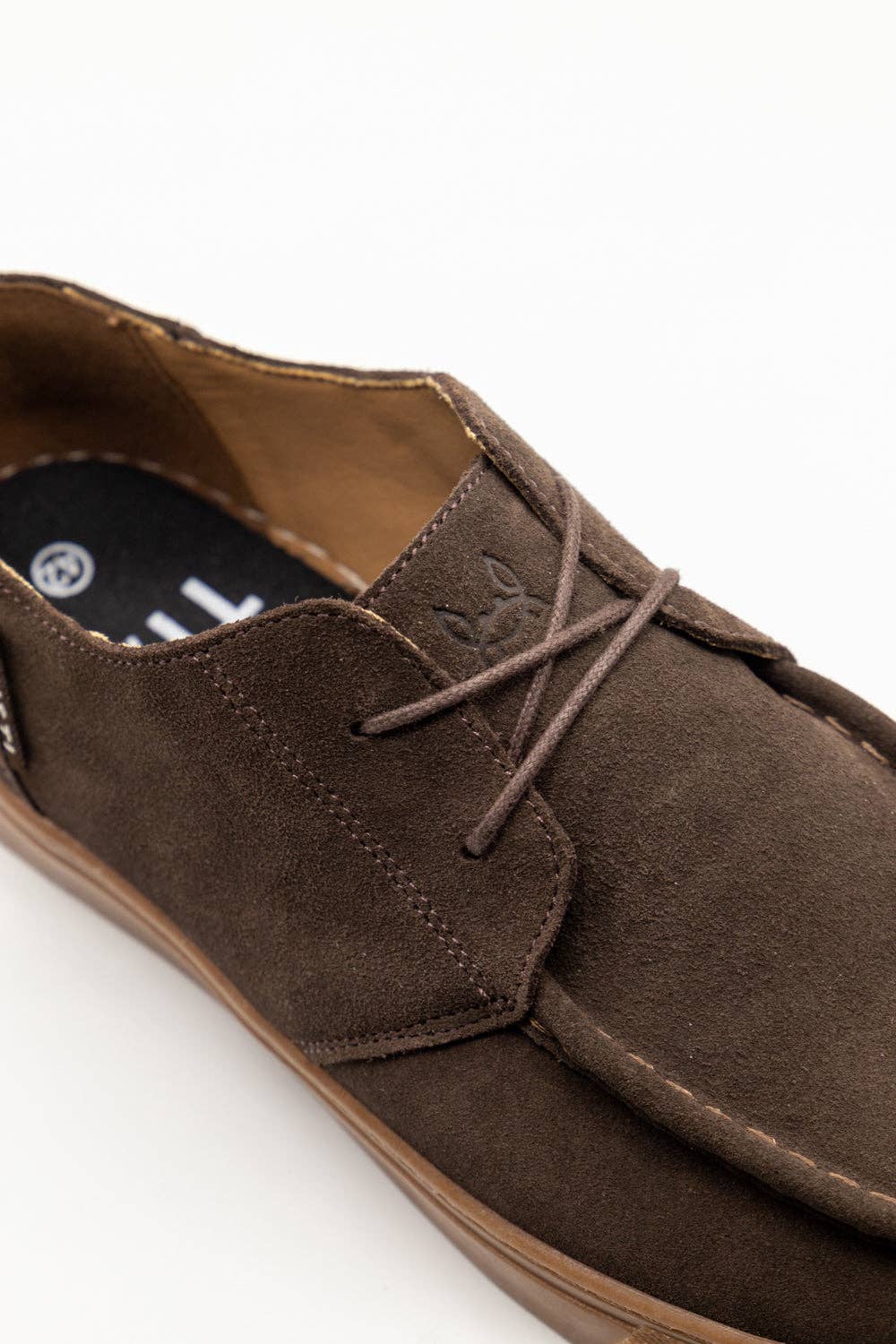 Brown Suede Formal Shoe with Logo Applique and Rubber Sole