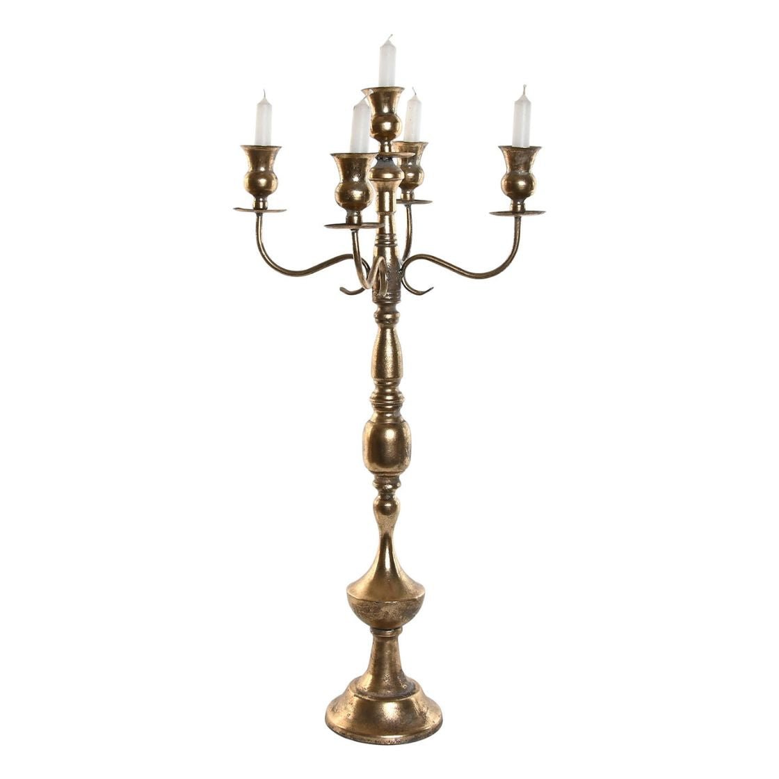 5 Arm Antique Gold Candelabra - LUXONAS