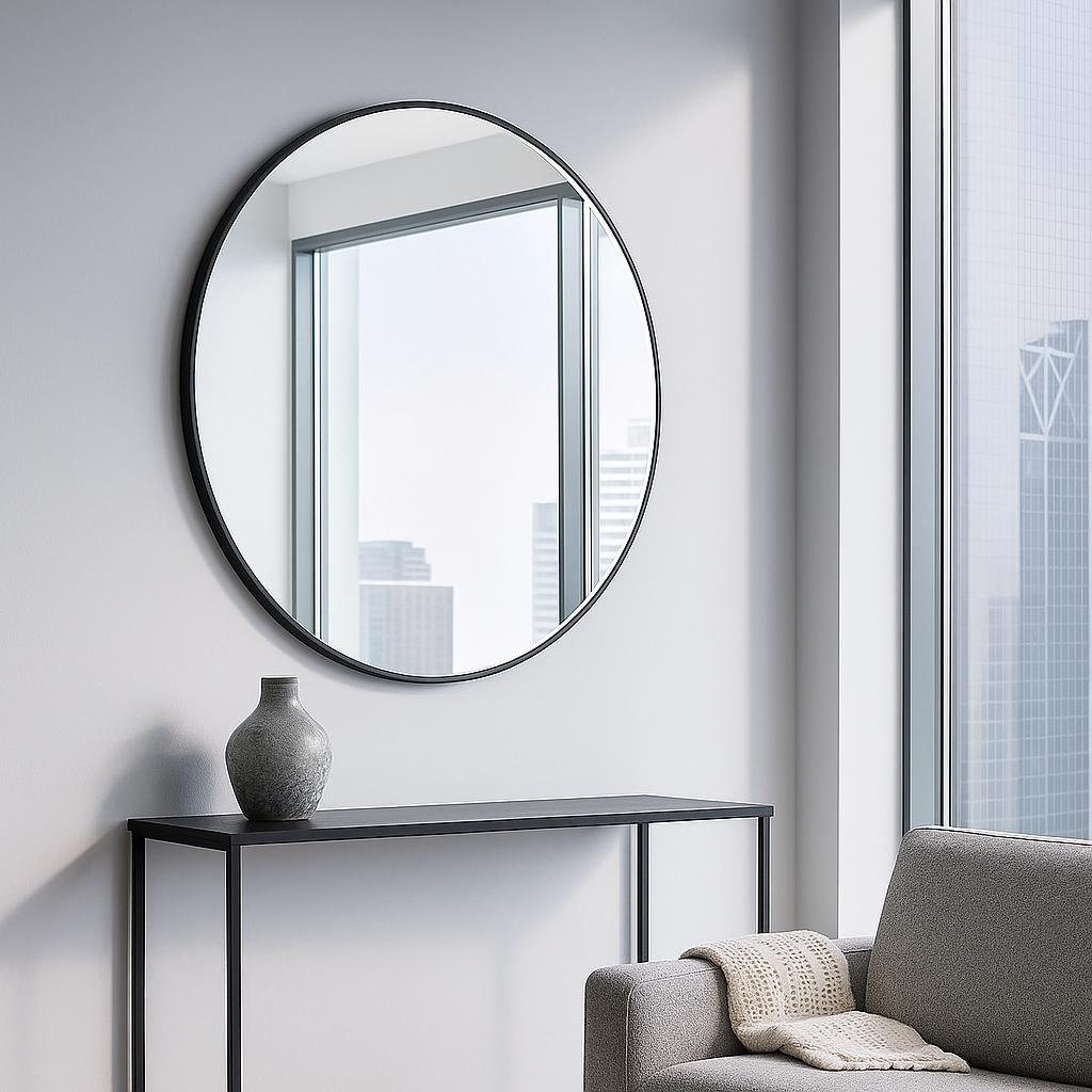 Black Aluminium Frame Mirror 100cm