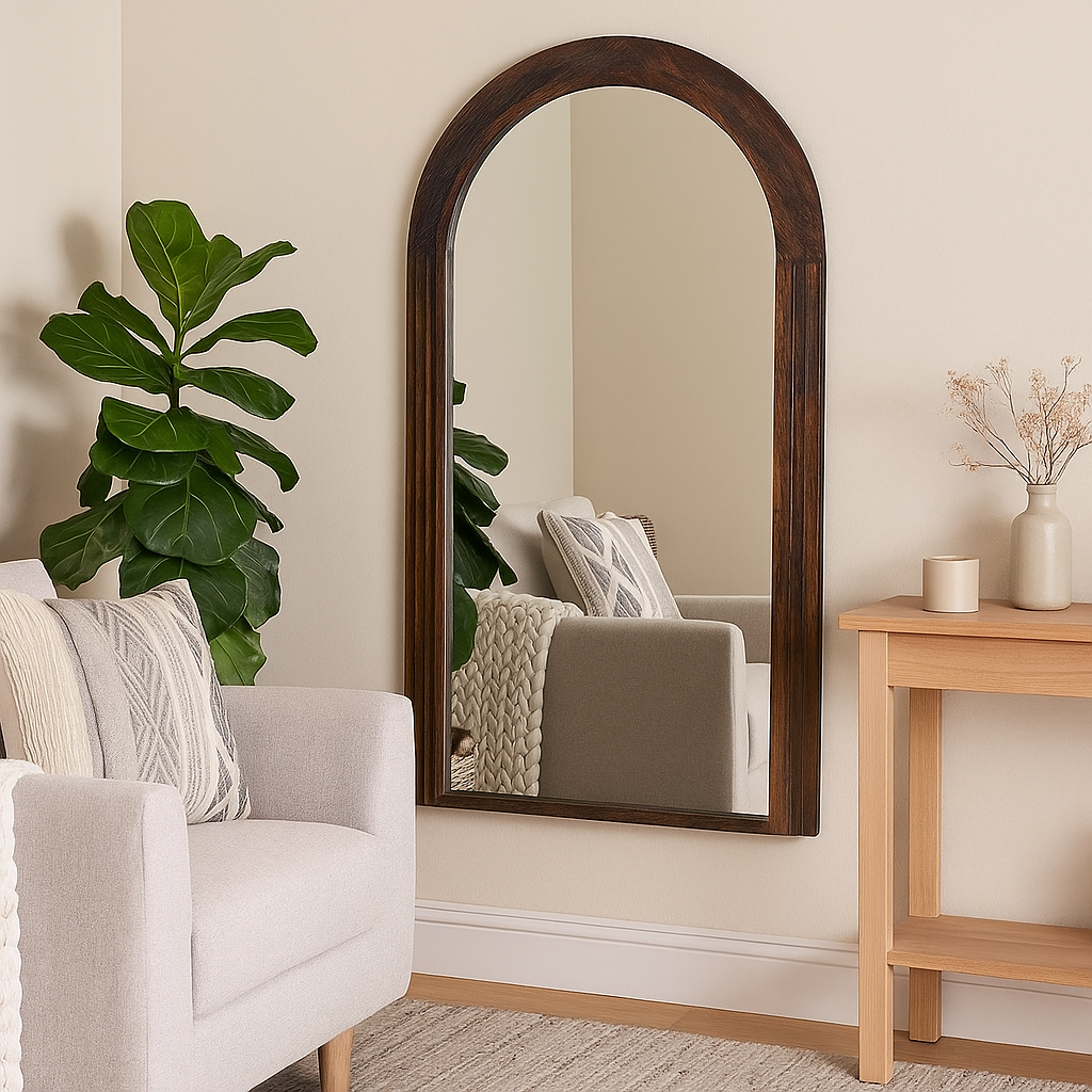 Paulina Wood Half Round Mirror