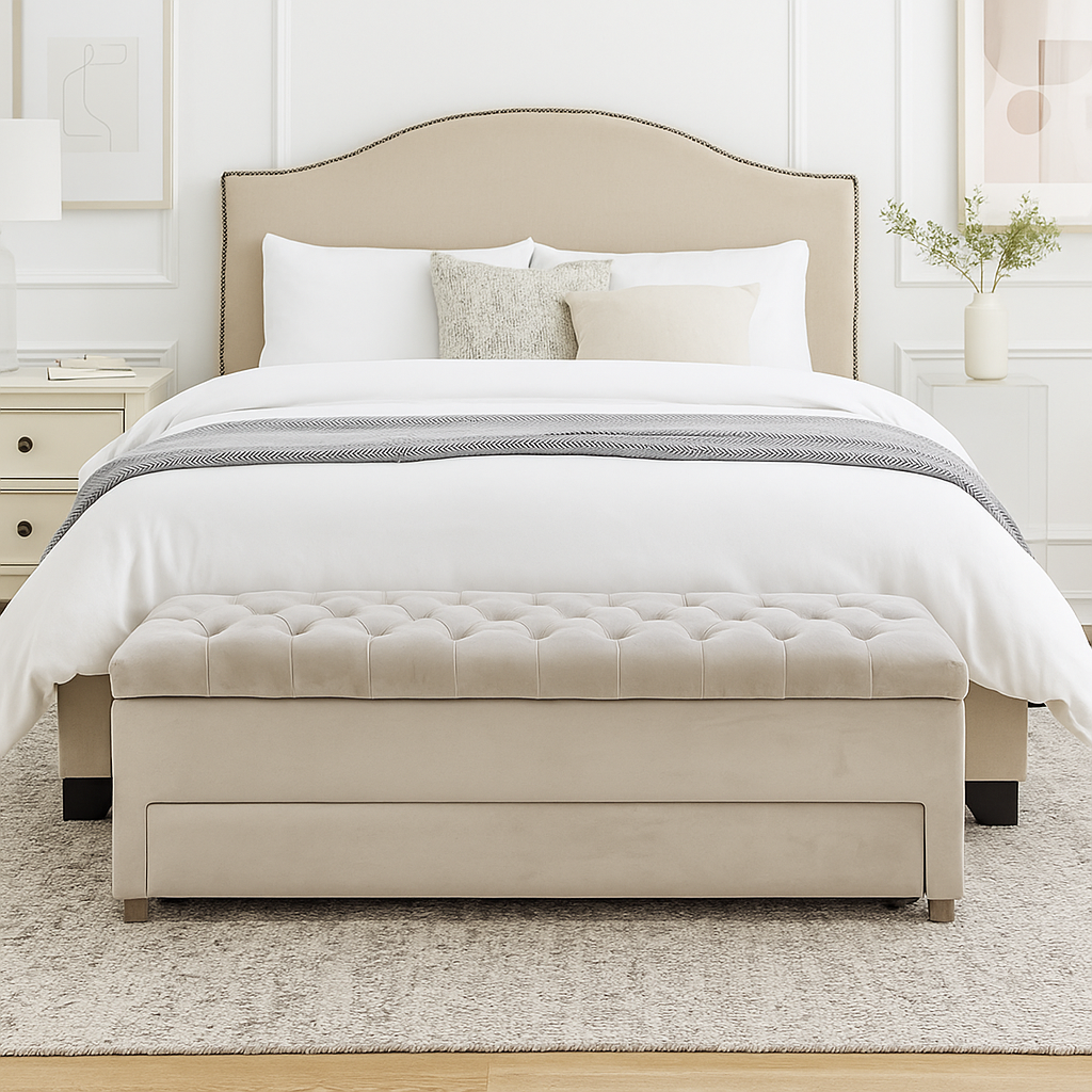 Cream Shoe Storage Bench