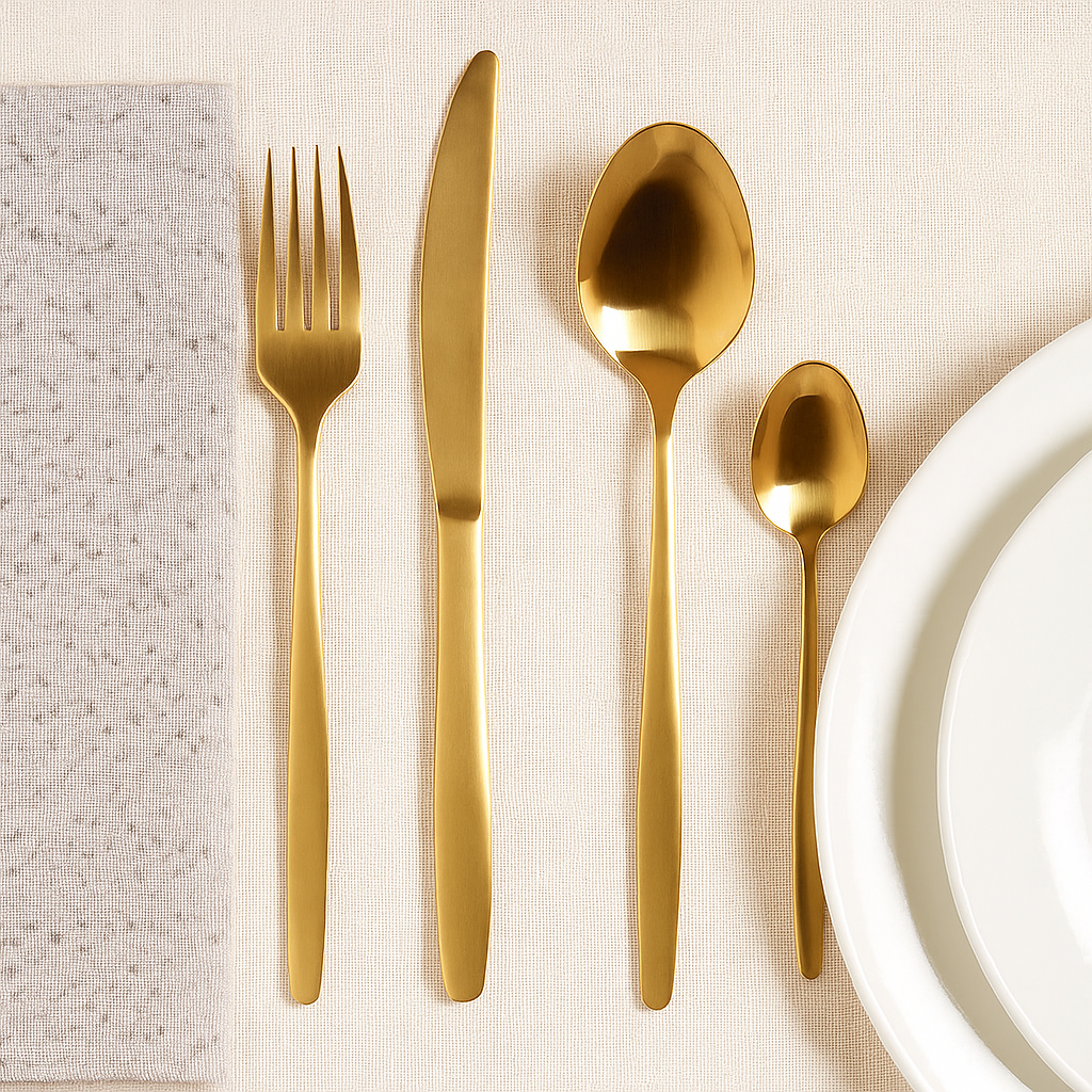 16-Piece Elegant Gold Cutlery Set in Black Box