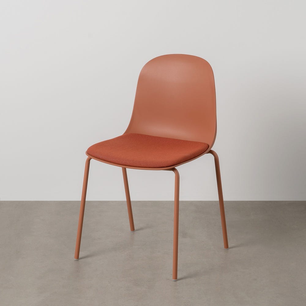 Flame Red Outdoor Chair with Polypropylene Seat and Metal Frame, 50 x 53 x 85 cm