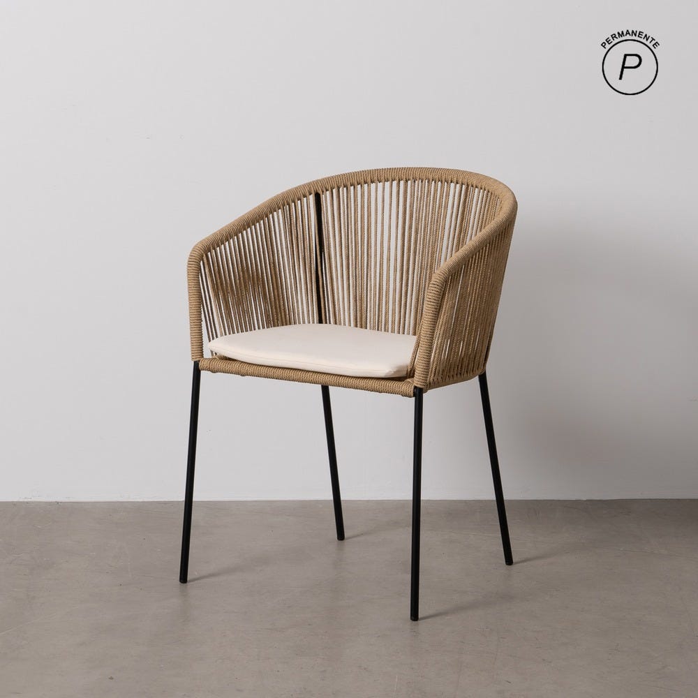 Natural PE-Steel Chair for Room - Dimensions 55 x 54 x 79 cm