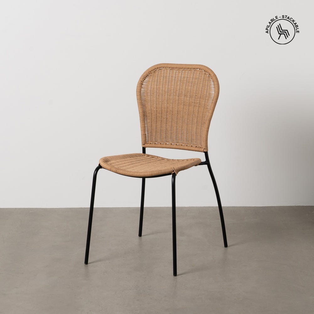 Natural Style PE-Steel Frame Chair, 48 x 57 x 87 cm