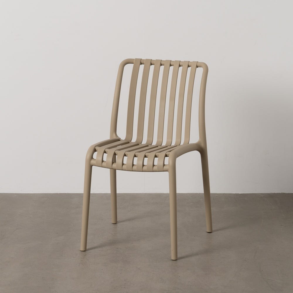 Stackable Beige Chair Made of Polypropylene, Dimensions 50 x 58 x 80 cm