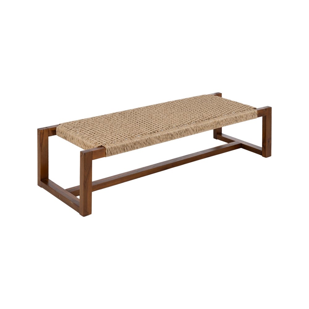 Teak & Synthetic Rattan Bench