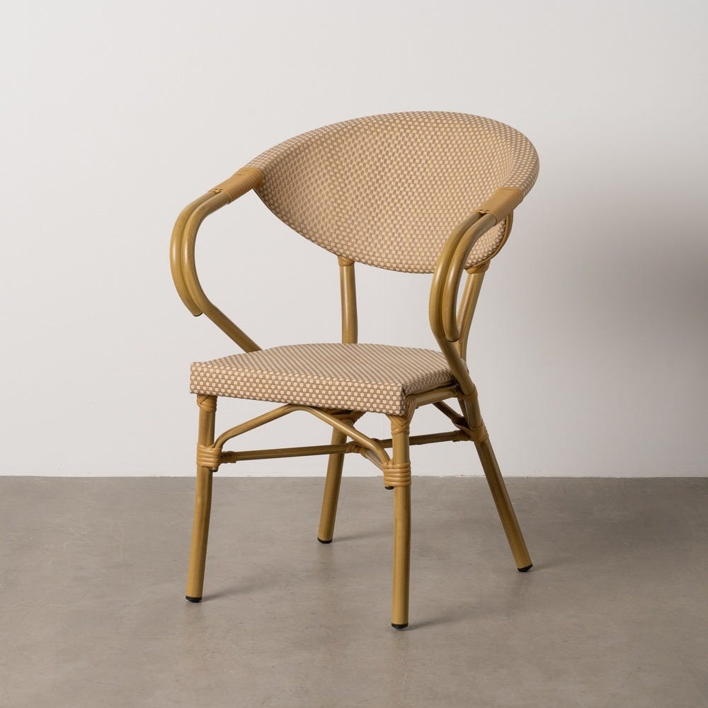 Beige Aluminum Textilene Outdoor Chair 57 x 58.5 x 82 cm