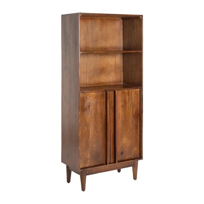 Regal 2 Door Bookshelf - Elegant Mango Wood Storage Unit