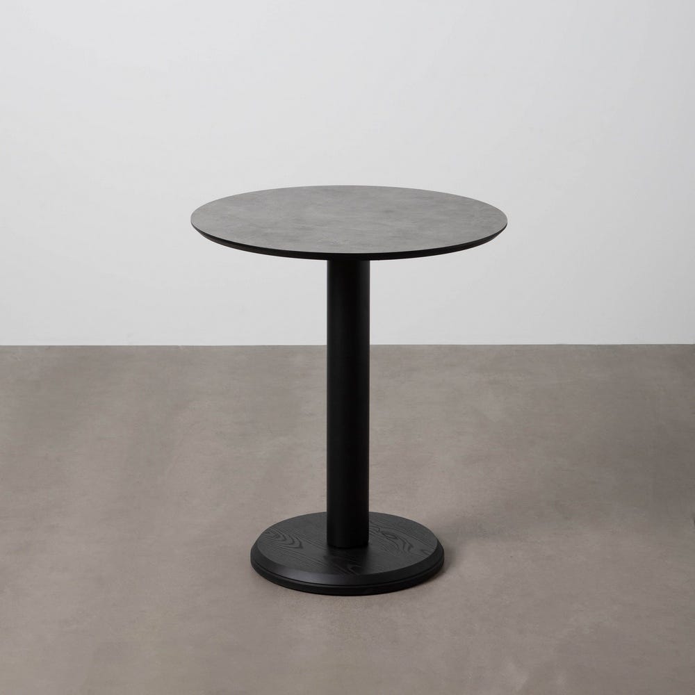 Anthracite Contract Table with Metal and Wood, 65 x 65 x 75 cm