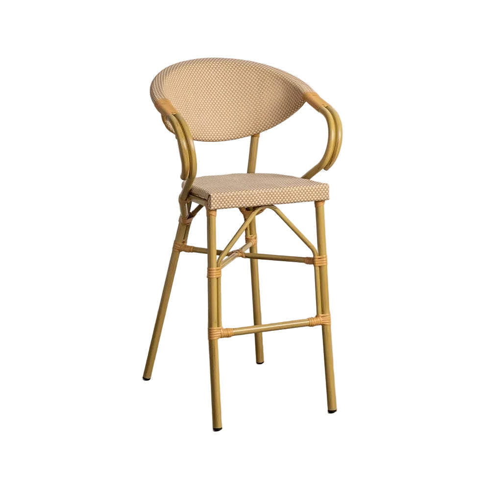 Beige Aluminum and Textilene Outdoor Stool