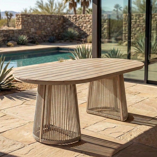 Outdoor Dining Table with Polywood & PE Rattan