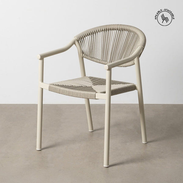 Stackable Chair in Vintage Aluminum and Rattan, Dimensions 56.5 x 62.5 x 80.5 cm