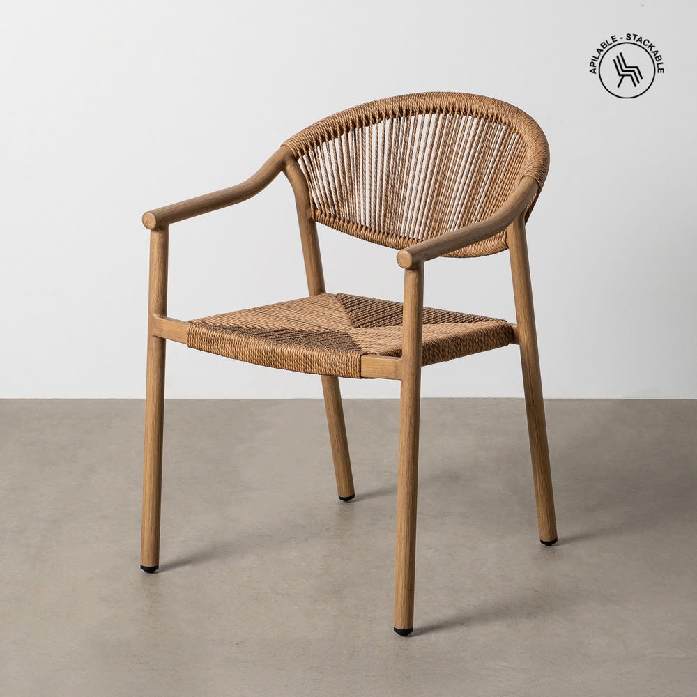 Stackable Aluminum Frame Rattan Chair, 56.5 x 62.5 x 80.5 cm