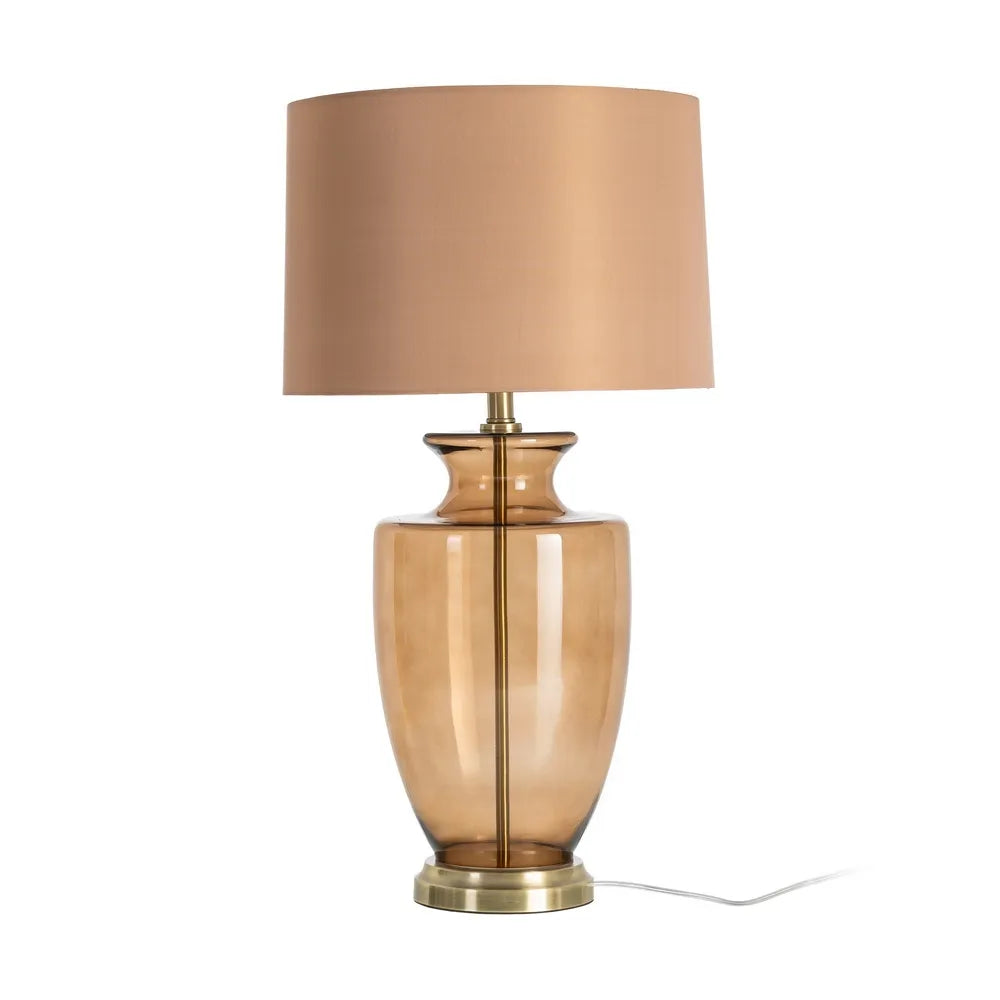 Glass Base Table Lamp with Fabric Shade