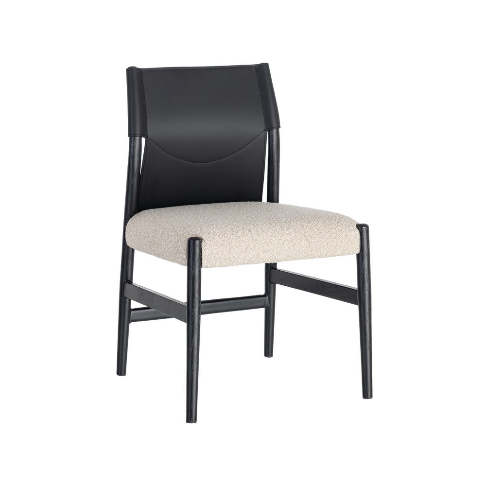 White and Black Woven Dining Chair