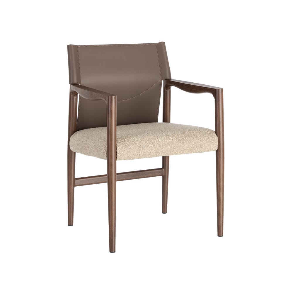 Brown Taupe Woven Carver Chair