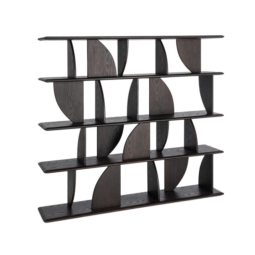 Brown Rubber Wood Open Shelving Unit