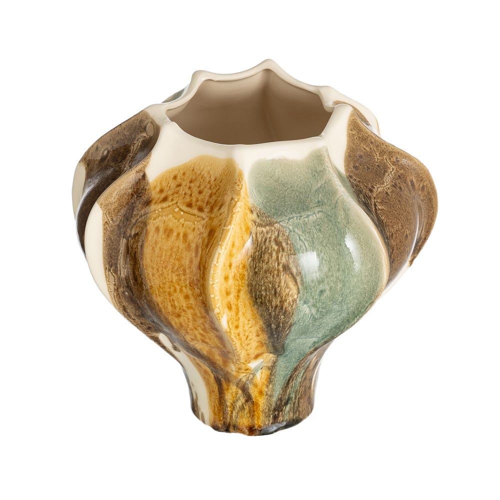 Green & Brown Ceramic Vase