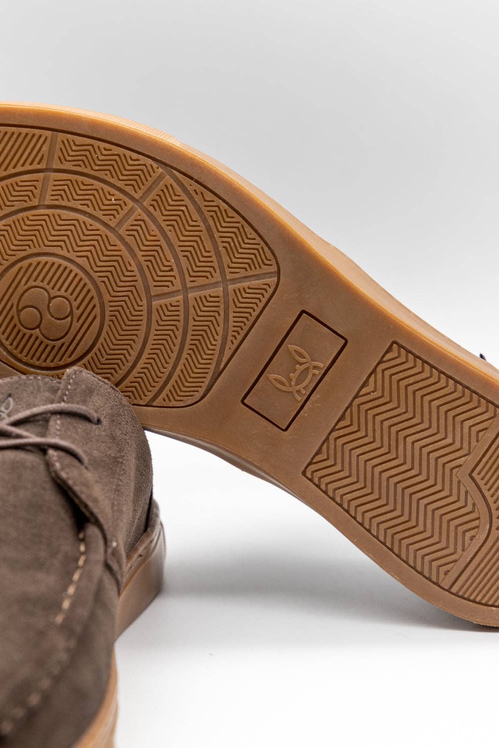 Brown Suede Formal Shoe with Logo Applique and Rubber Sole