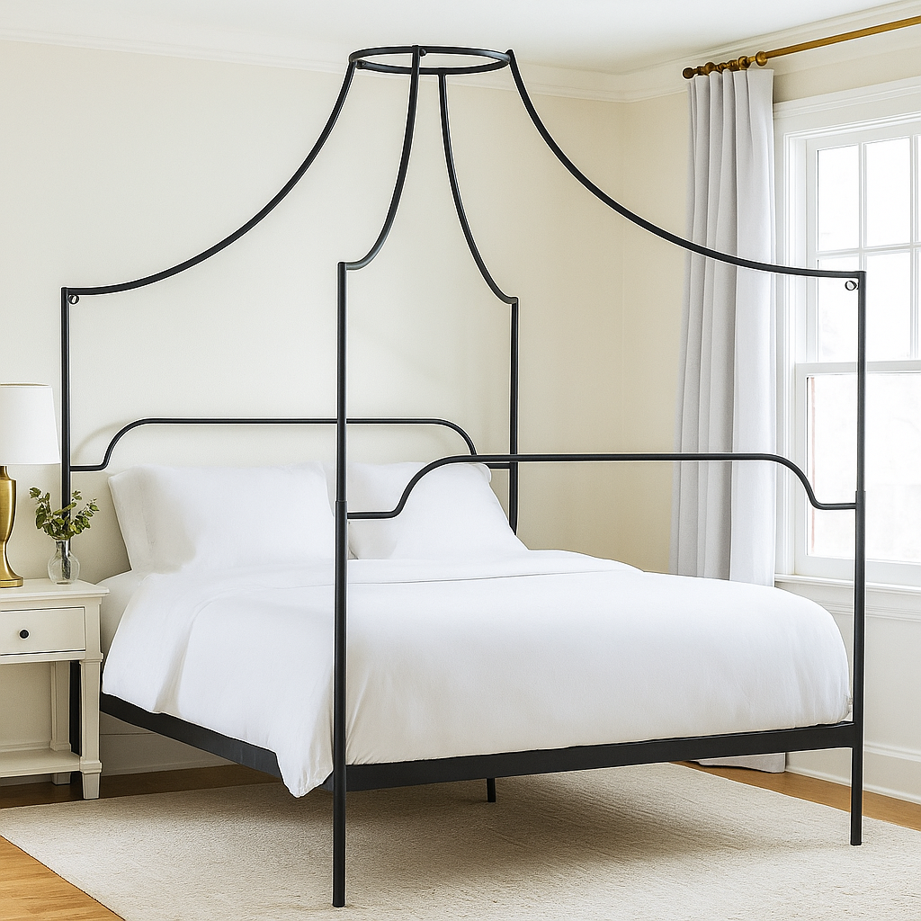 Black Italian Canopy Bed 5ft