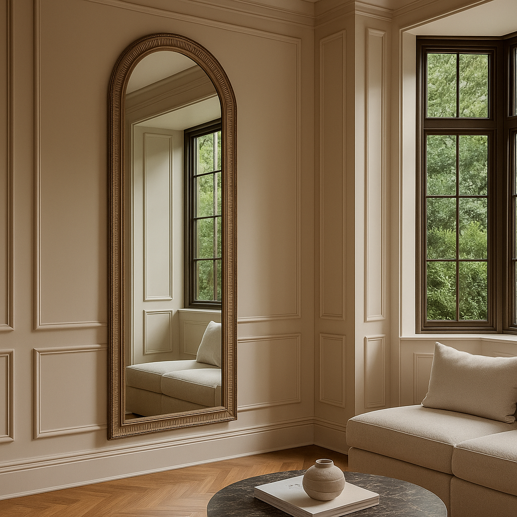 Paulina Wood Half Round Mirror