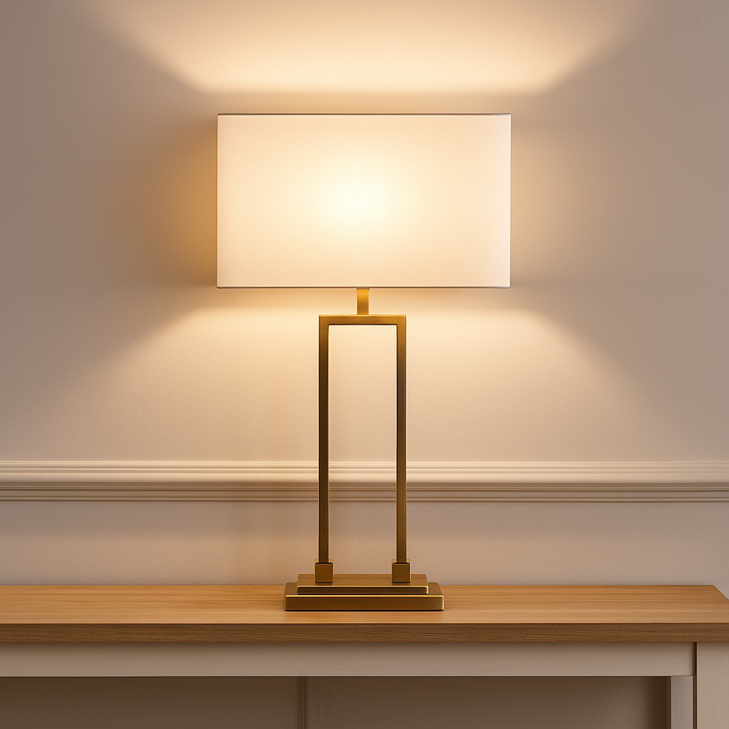 Elegant Gold Table Lamp with White Linen Shade