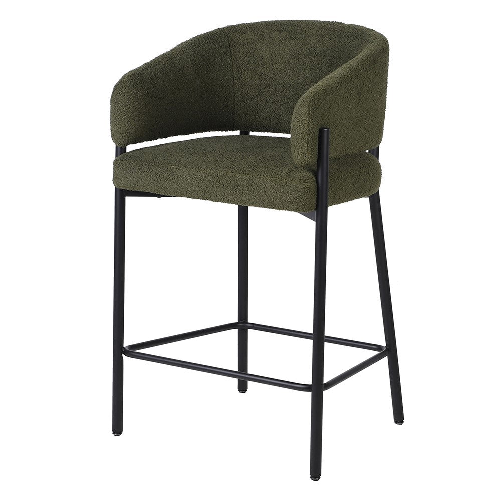 Olive Boucle Bar Stool