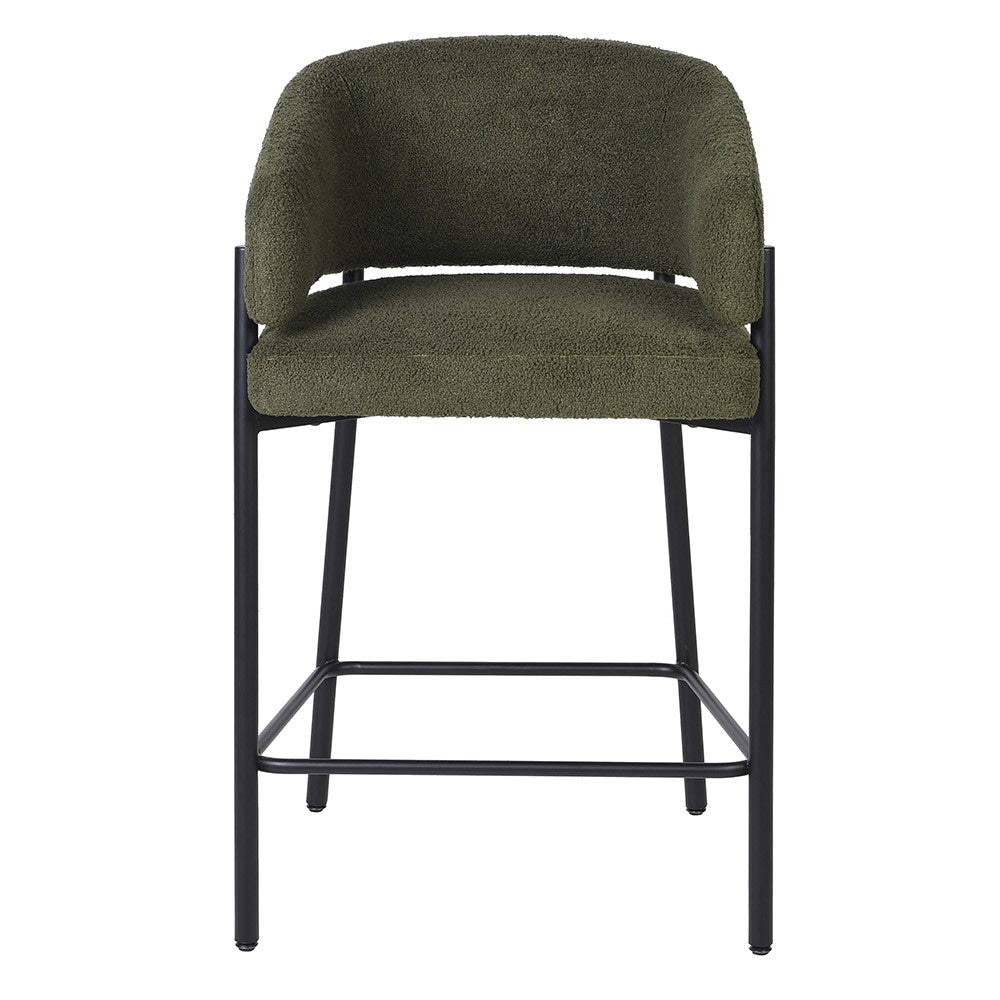 Olive Boucle Bar Stool