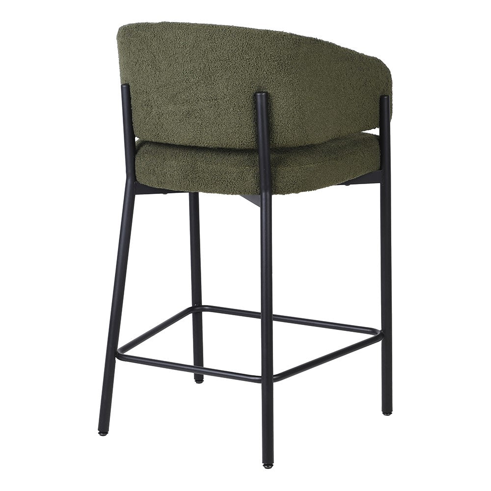 Olive Boucle Bar Stool