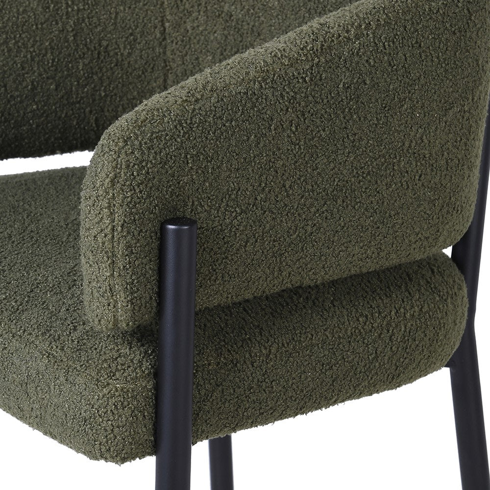 Olive Boucle Bar Stool
