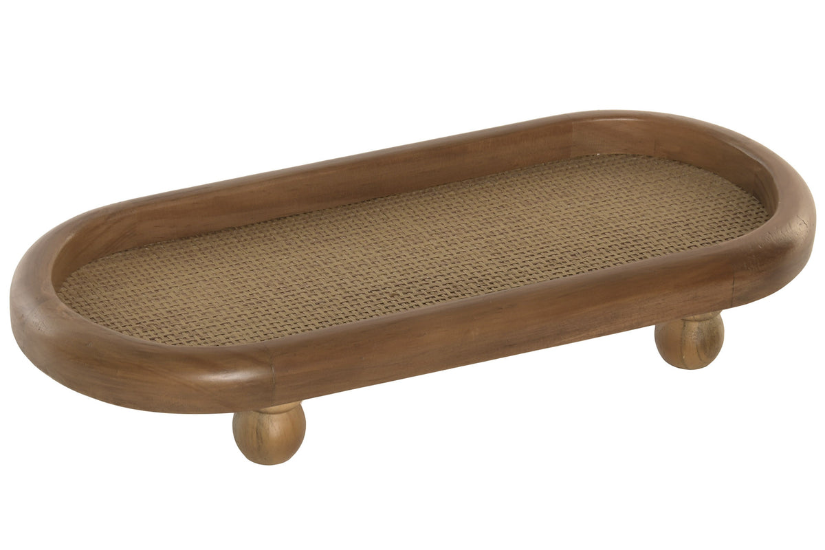 Acacia and Rattan Tray
