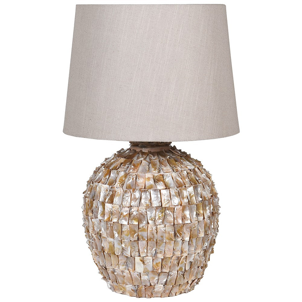Round Mother of Pearl Effect Lamp