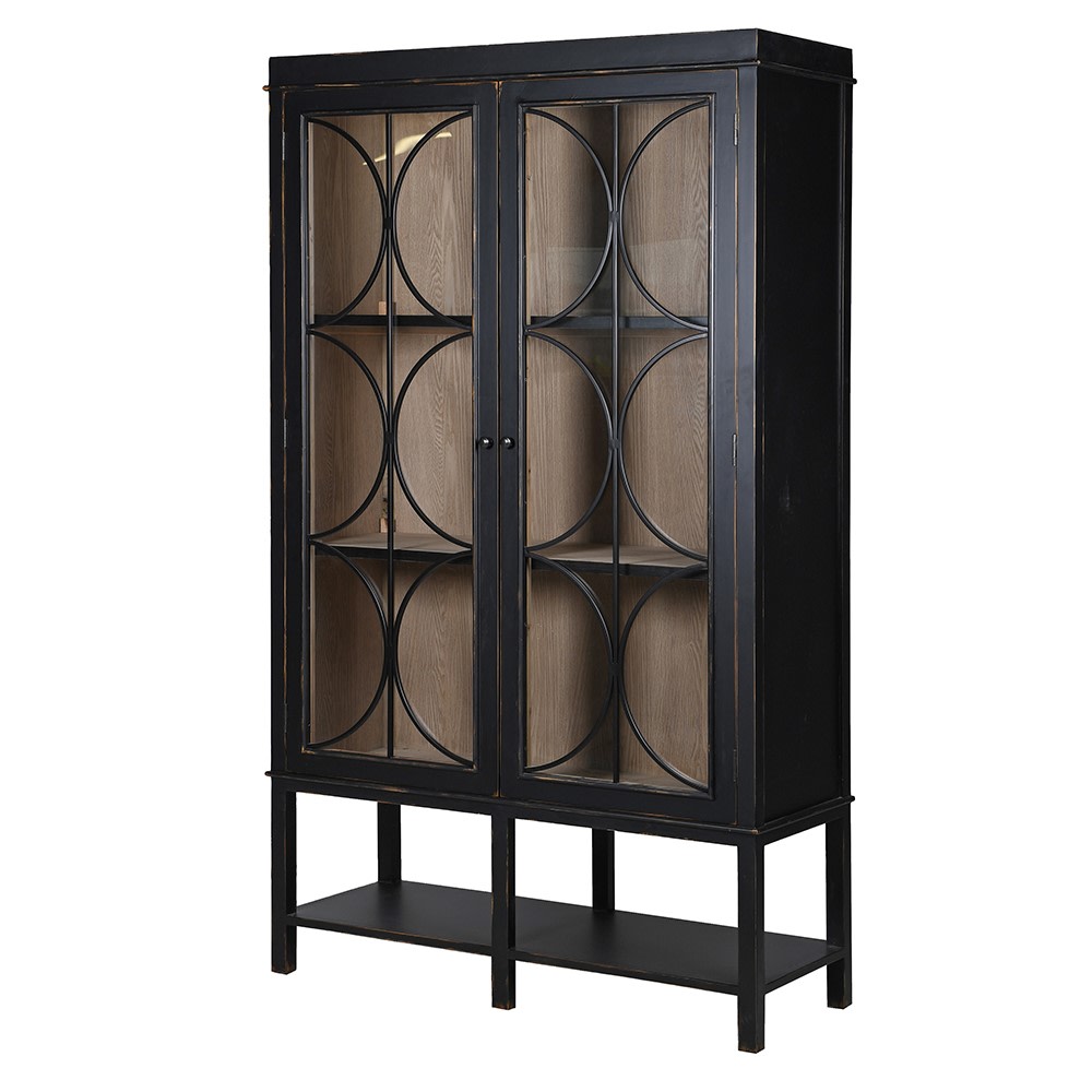 Glazed Black Iron Cabinet