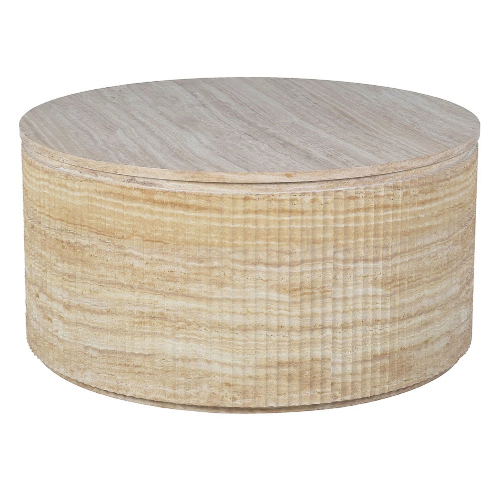 Arden Faux Travertine Round Coffee Table