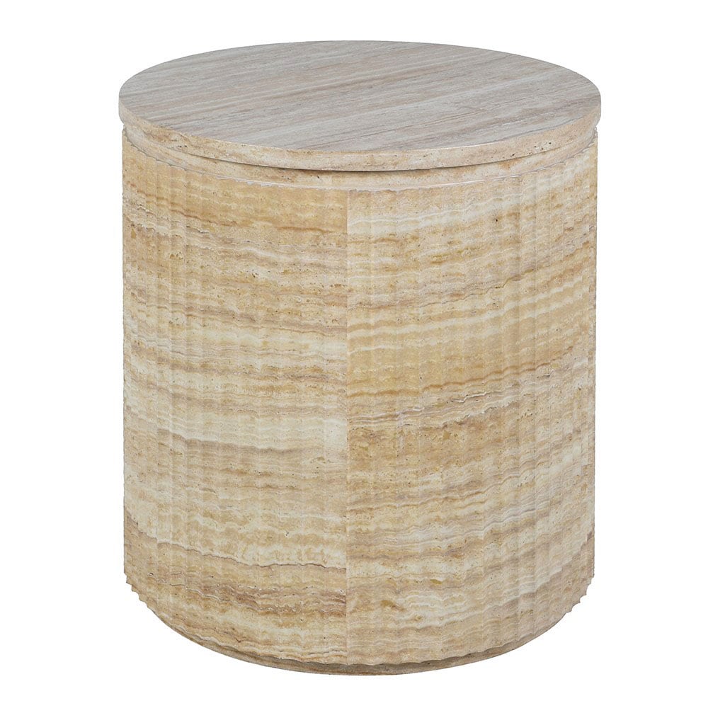 Arden Faux Travertine Round Side Table