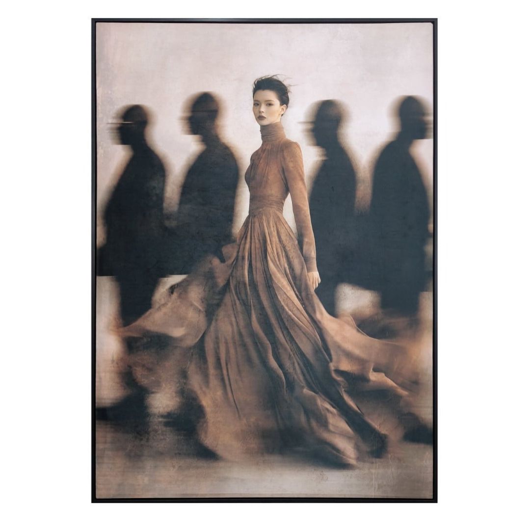 Velvet Portrait Canvas, Woman in Flowing Dress