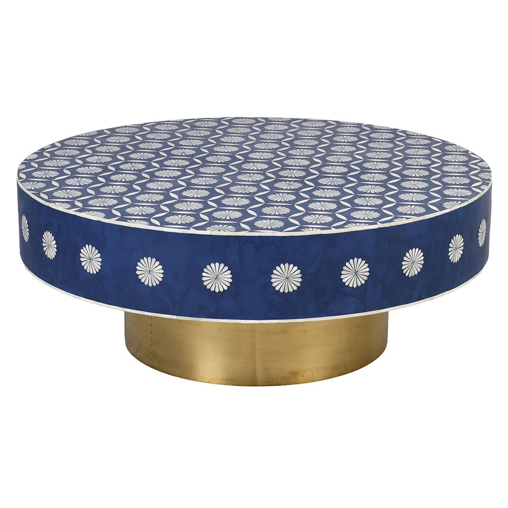 Jaal Bone Inlay Round Coffee Table