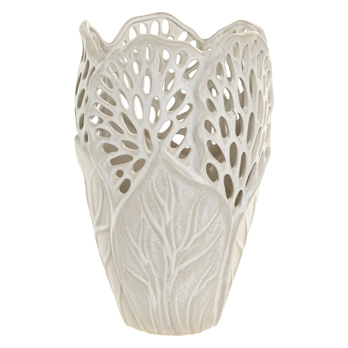 Patterned Ceramic Vase White Finish 36cm