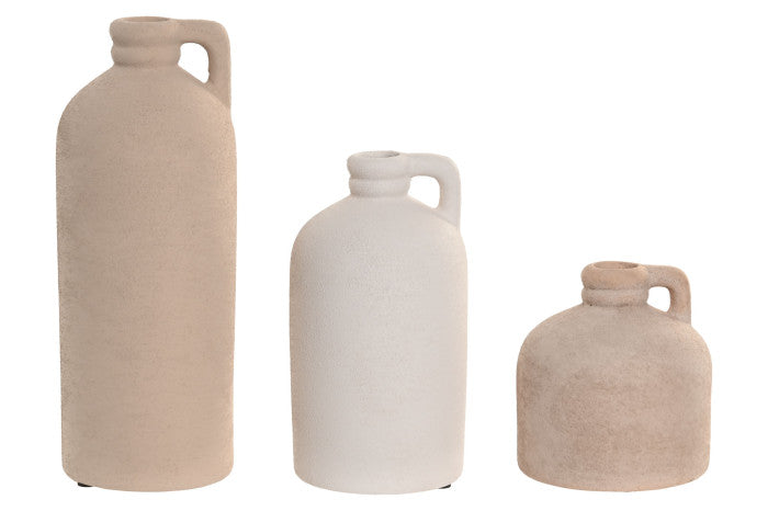 S/3 Stoneware Handle Vases