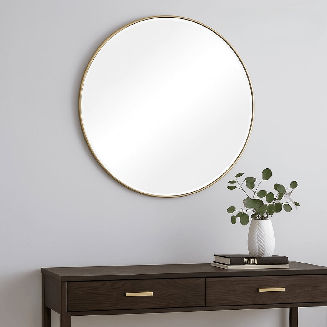 Gold Line Round Mirror - 100cm