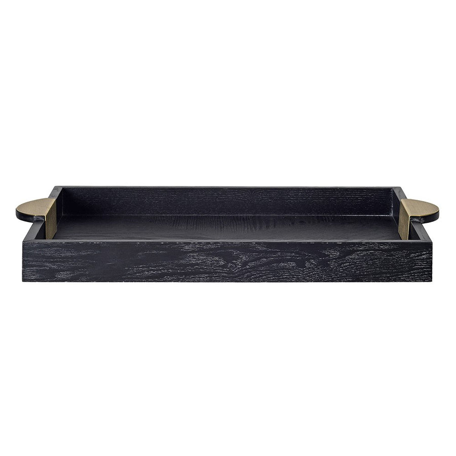 Black Wooden Tray with Gold Handle