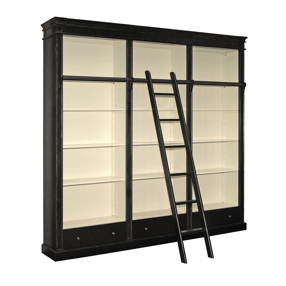 Black Lysa Library Bookcase w/Ladder