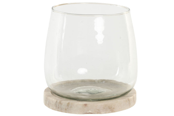 Glass Candleholder w/Marble Base