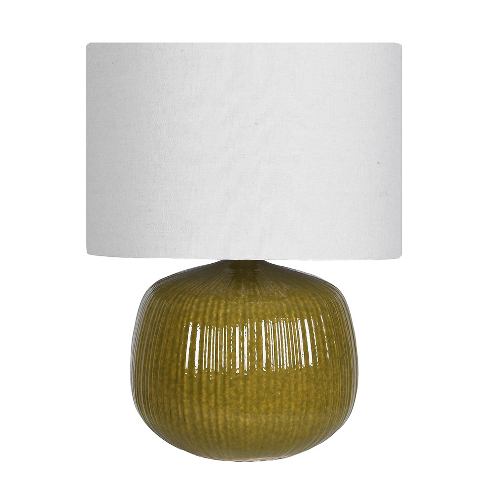Olive Ribbed Table Lamp